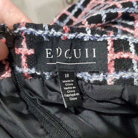 Eloquii Chic Black, Red & Blue Tweed Skirt Size 18 - Picture 9 of 13